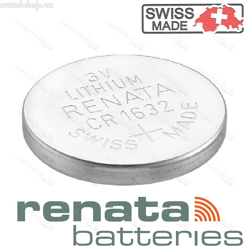 Картинка Renata CR1632 - батарейка, 3.2 мм x 16 мм 3 v 135 mah, Швейцария