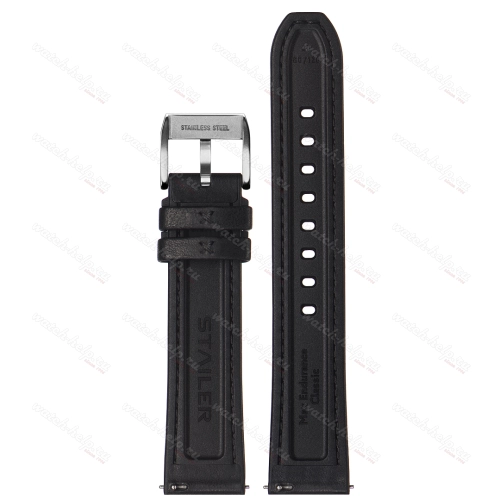 Картинка Stailer Premium 6421 Max endurance classic - ремешок для часов чёрный, итальянская кожа растительного дубления, гладкий, Германия