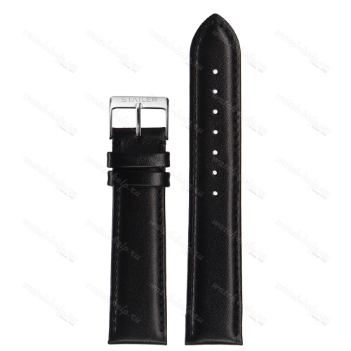 Картинка Stailer 1651 Original - ремешок для часов чёрный, кожа, гладкий, Германия