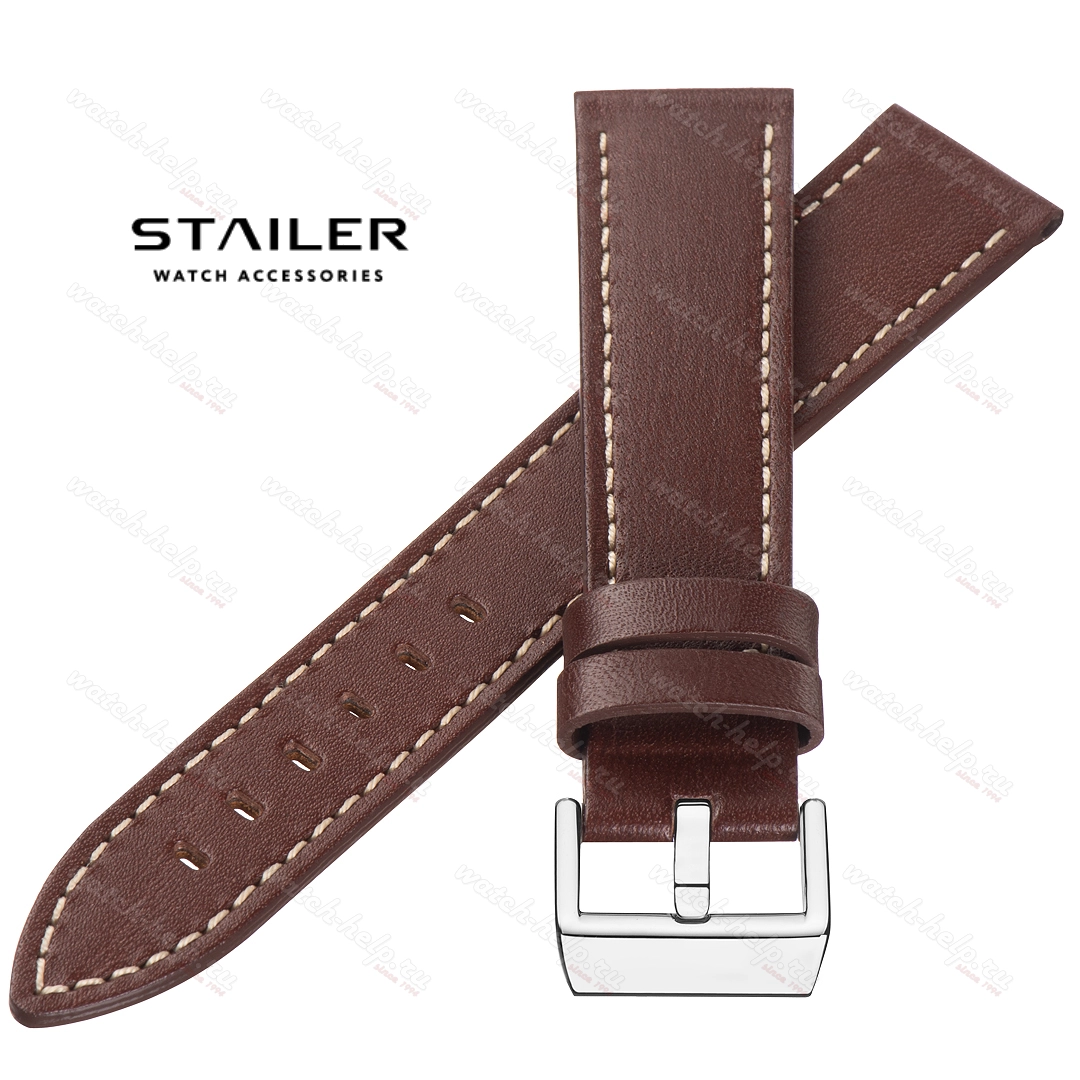 Картинка Stailer Premium 5442 Select pad - ремешок для часов коричневый, премиальная кожа full grain растительного дубления, гладкий, Германия