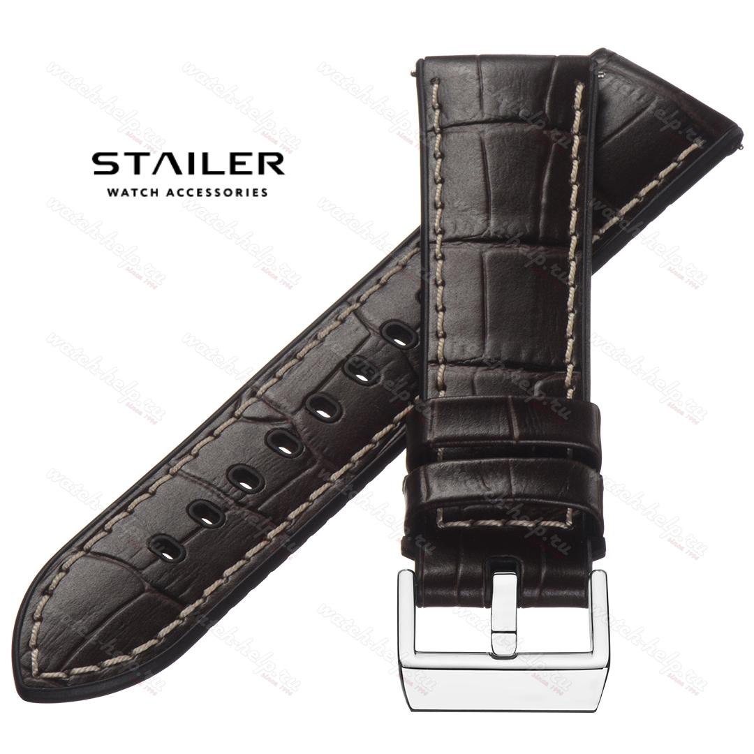 Картинка Stailer Premium 6072 Max endurance sport - ремешок для часов коричневый, итальянская кожа растительного дубления, аллигатор, Германия