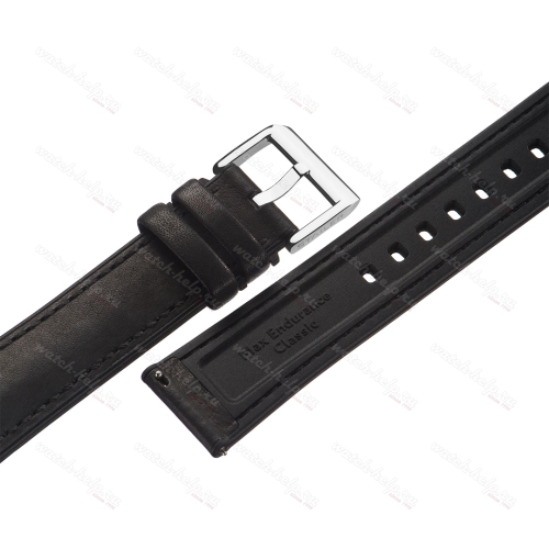 Картинка Stailer Premium 6181 Max endurance classic haas - ремешок для часов чёрный, кожа двойного дубления от tanneries haas (франция), гладкий, Германия