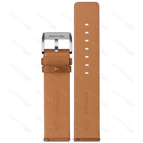 Картинка Stailer Premium 6035 Bold - ремешок для часов светло-коричневый, кожа двойного дубления от tanneries haas (франция), гладкий, Германия
