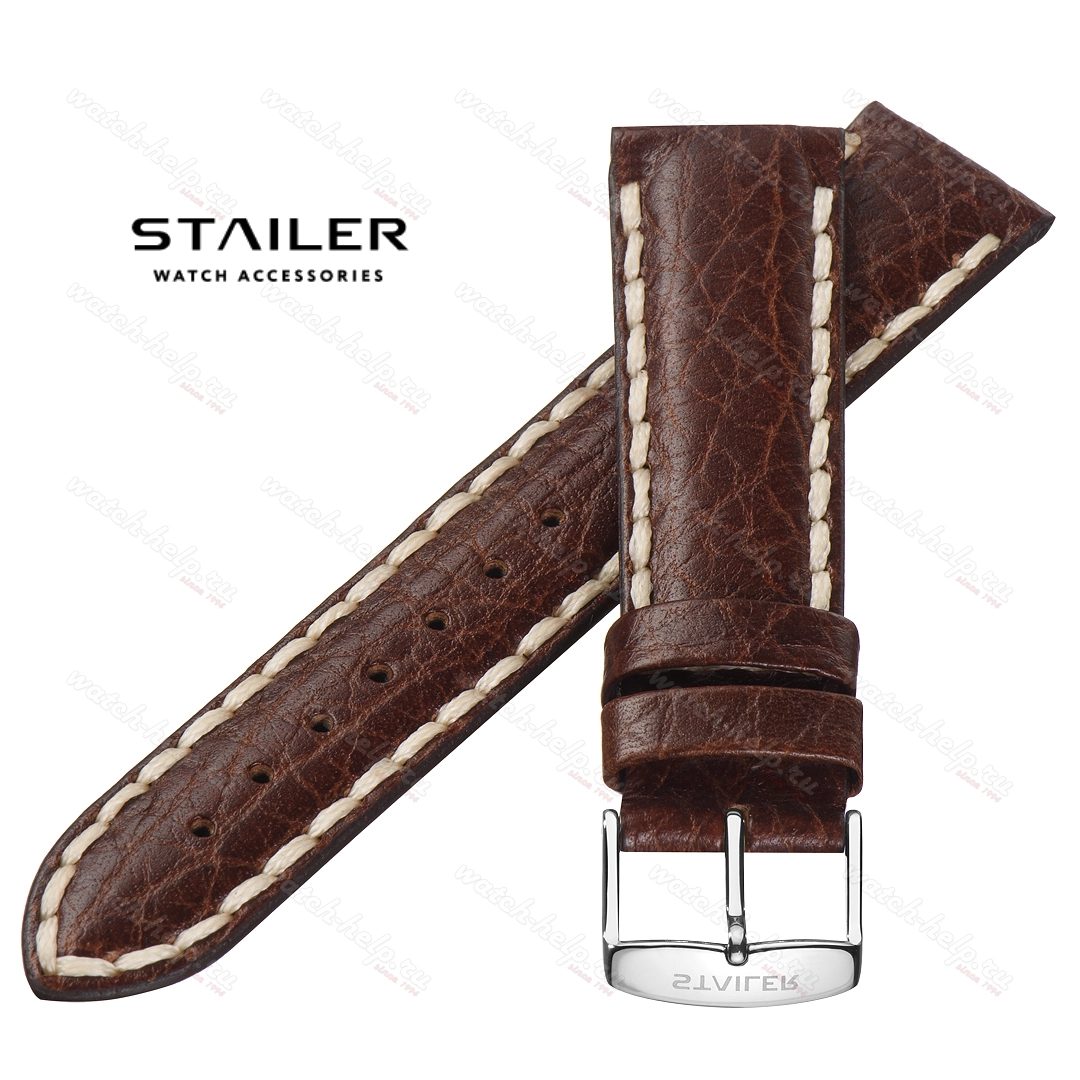 Картинка Stailer Premium 4852 Hand made - ремешок для часов коричневый, итальянская кожа растительного дубления, буйвол, Германия