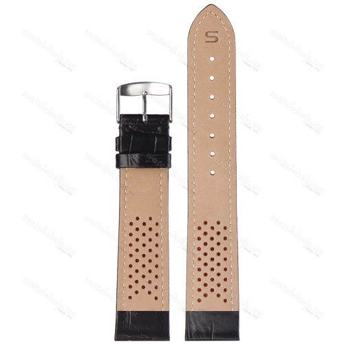 Картинка Stailer Premium 2421 Comfort - ремешок для часов чёрный, итальянская кожа растительного дубления, аллигатор, Германия