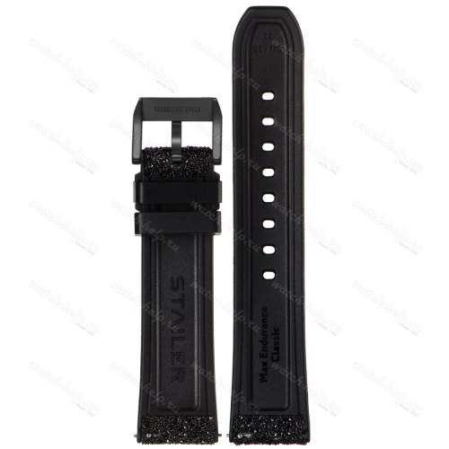 Картинка Stailer Premium 7501 Max endurance classic crystal - ремешок для часов чёрный, силикон, камень, Германия
