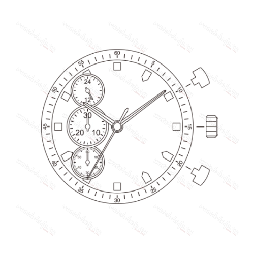 Картинка MIYOTA JS55 Small second chronograph - механизм для часов кварцевый 12 ½, Япония