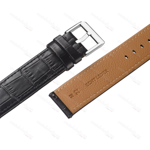 Картинка Stailer Premium 6041 Bold - ремешок для часов чёрный, кожа двойного дубления от tanneries haas (франция), аллигатор, Германия