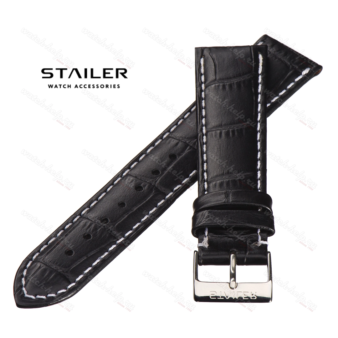 Картинка Stailer 2741 Original - ремешок для часов чёрный, кожа, аллигатор, Германия