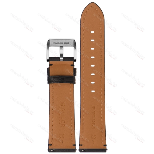 Картинка Stailer Premium 6051 Vintage haas - ремешок для часов чёрный, кожа двойного дубления от tanneries haas (франция), гладкий, Германия