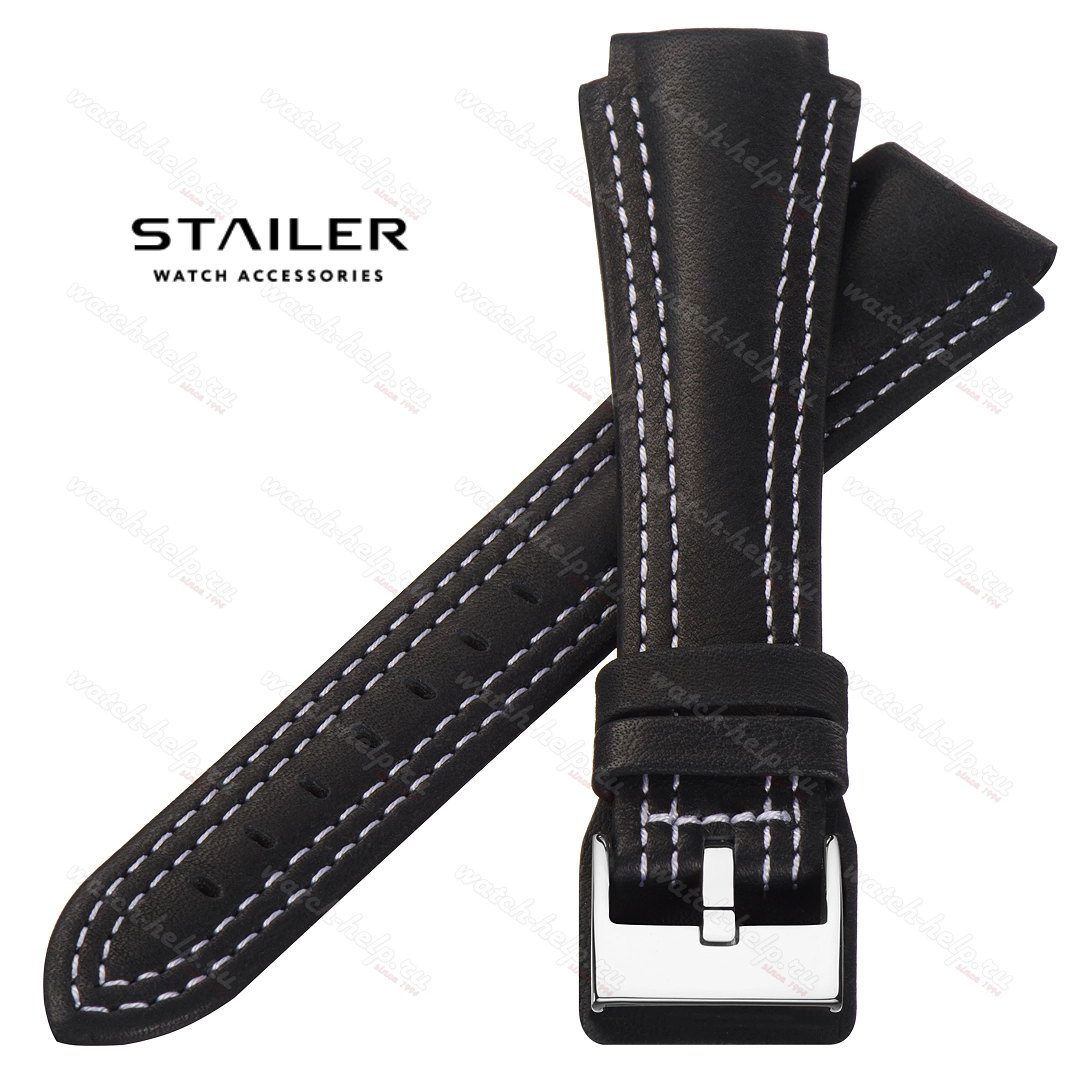 Картинка Stailer Premium 5121 Navigator - ремешок для часов чёрный, итальянская кожа растительного дубления, гладкий, Германия