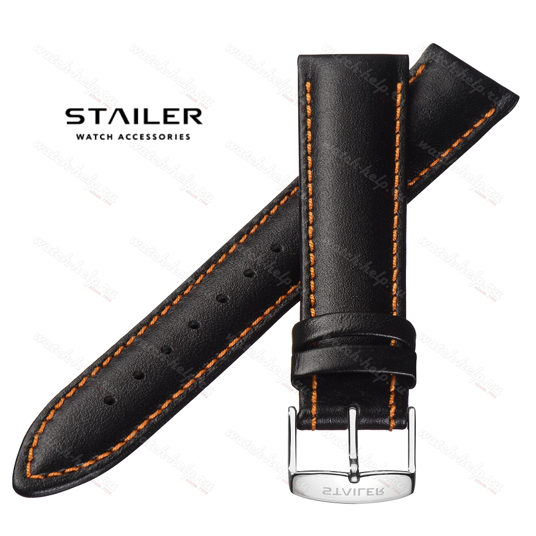 Картинка Stailer Premium 4161 Chrono - ремешок для часов чёрный, итальянская кожа растительного дубления, гладкий, Германия