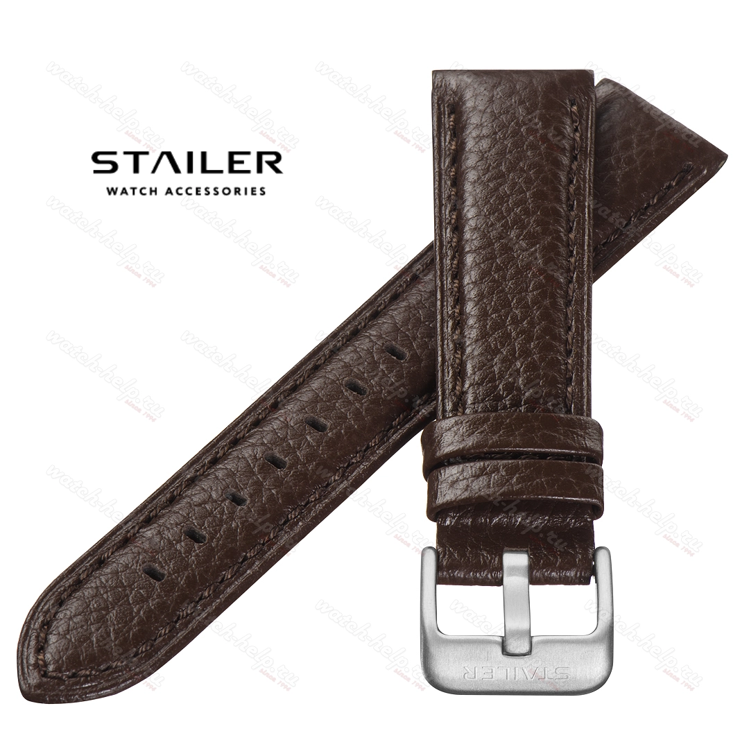 Картинка Stailer Premium 4872 Solid - ремешок для часов коричневый, мягкая кожа florida, буйвол, Германия