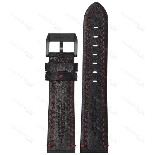 Картинка Stailer Premium 5201 Aviator - ремешок для часов чёрный, премиальная кожа full grain растительного дубления, гладкий, Германия