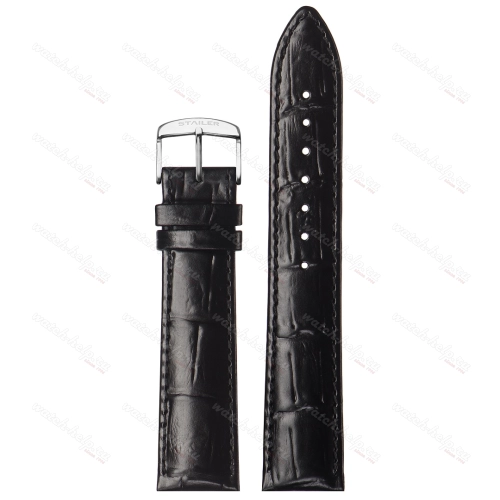 Картинка Stailer Premium 3341 Chrono - ремешок для часов чёрный, итальянская кожа растительного дубления, аллигатор, Германия