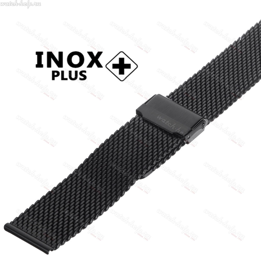 Картинка INOX PLUS M-414 Black - браслет для часов чёрный, сталь, Китай