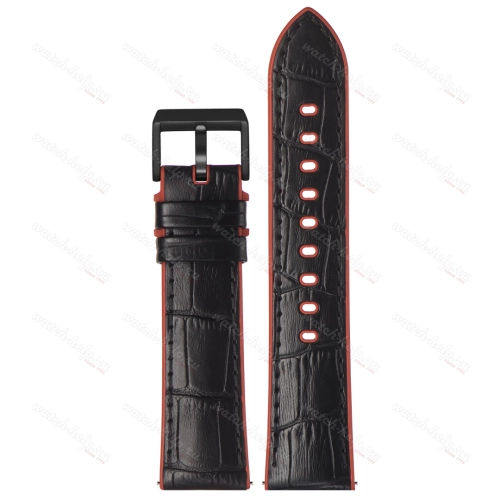 Картинка Stailer Premium 6071R Max endurance sport - ремешок для часов чёрный/красный, кожа, аллигатор, Германия