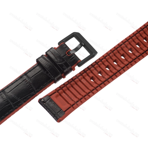 Картинка Stailer Premium 6071R Max endurance sport - ремешок для часов чёрный/красный, кожа, аллигатор, Германия