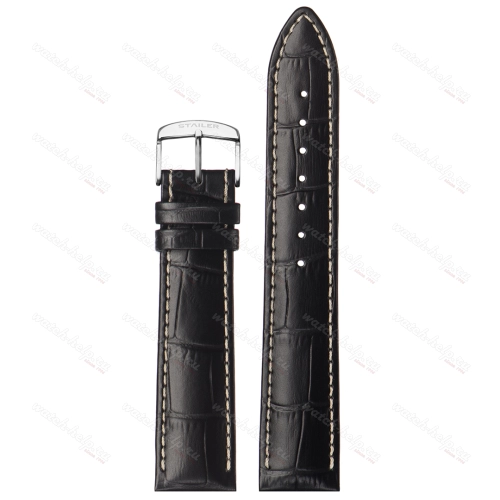 Картинка Stailer Premium 3251B Chrono - ремешок для часов чёрный, итальянская кожа растительного дубления, аллигатор, Германия