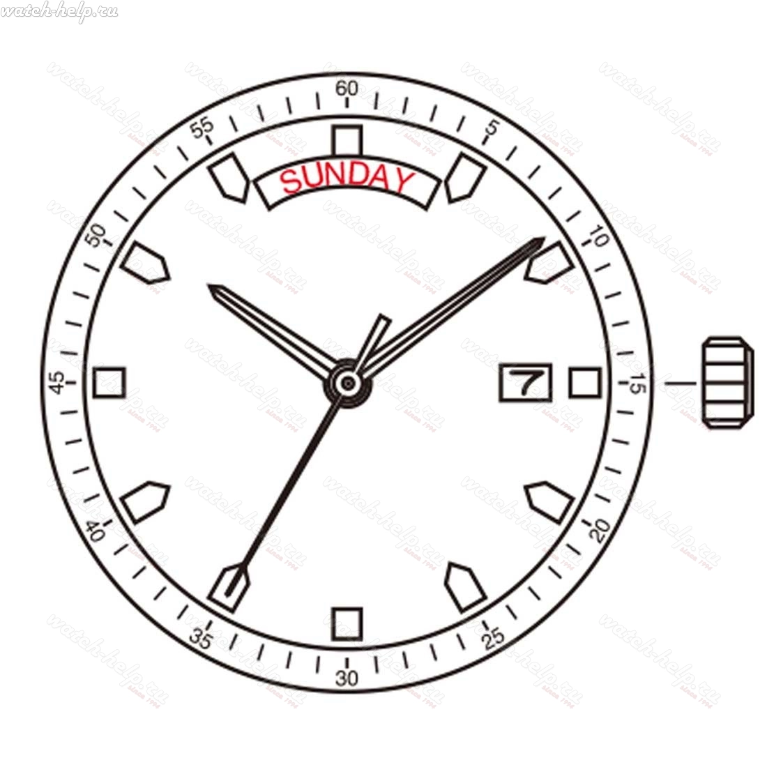 Картинка MIYOTA 2350 Standard - механизм для часов кварцевый 11 ½, Япония