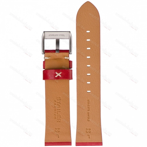 Картинка Stailer Premium 5966 Select - ремешок для часов красный, премиальная кожа full grain растительного дубления, гладкий, Германия