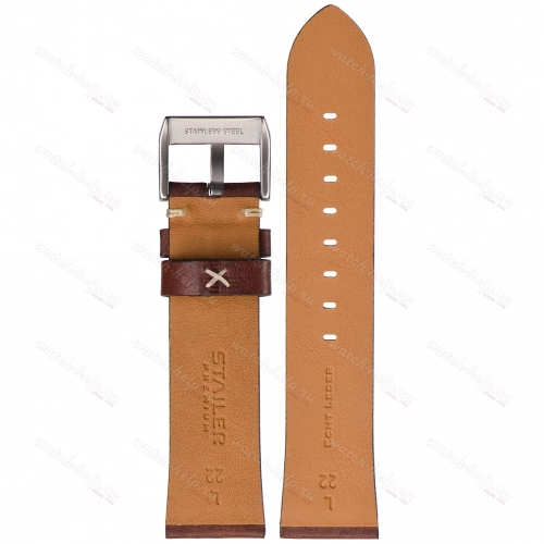 Картинка Stailer Premium 5952 Select - ремешок для часов коричневый, премиальная кожа full grain растительного дубления, гладкий, Германия