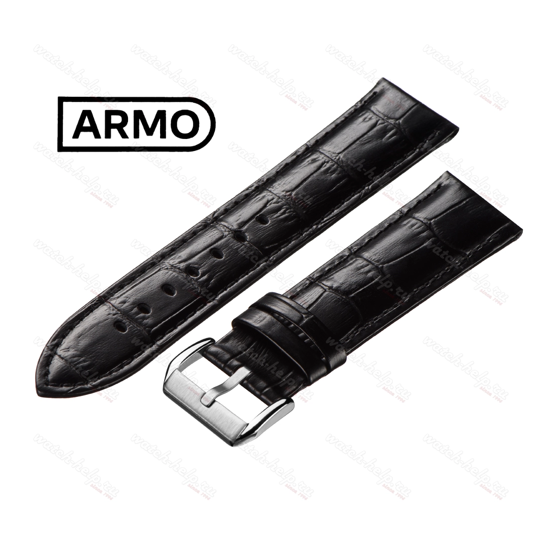 Картинка ARMO 2901 - ремешок для часов чёрный, кожа, аллигатор