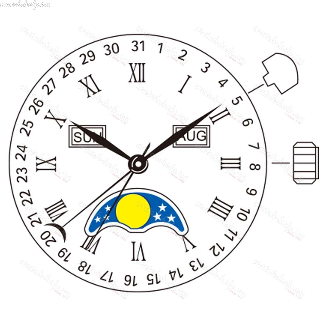 Картинка MIYOTA 6P80 Multi-function - механизм для часов кварцевый 10 ½, Япония