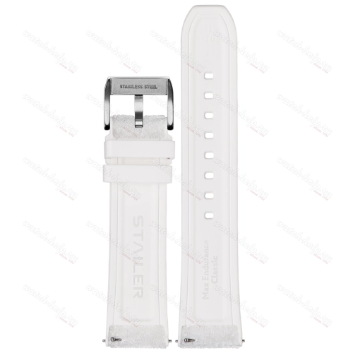 Картинка Stailer Premium 7500 Max endurance classic crystal - ремешок для часов белый, силикон, камень, Германия