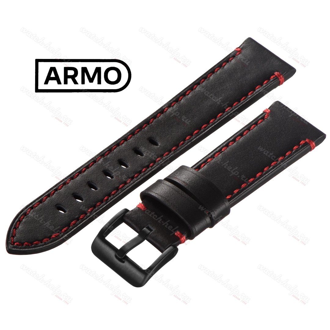 Картинка ARMO 4761 - ремешок для часов чёрный, кожа, гладкий