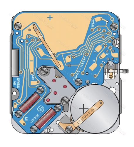 Картинка ETA 958.333 - механизм для часов кварцевый 9 × 10 ½, Швейцария
