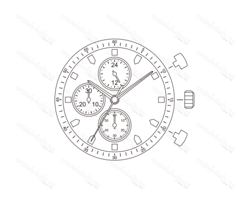 Картинка MIYOTA JS10 Small second chronograph - механизм для часов кварцевый 12 ½, Япония