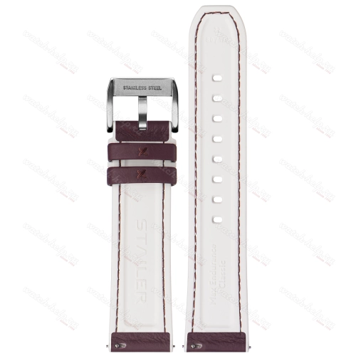 Картинка Stailer Premium 7328 Max endurance classic dani leather - ремешок для часов тёмно-фиолетовый/белый, анилиновая кожа от dani (италия), гладкий, Германия