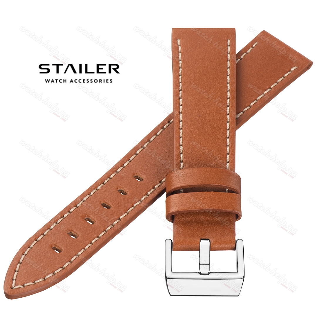 Картинка Stailer Premium 5445 Select pad - ремешок для часов светло-коричневый, премиальная кожа full grain растительного дубления, гладкий, Германия