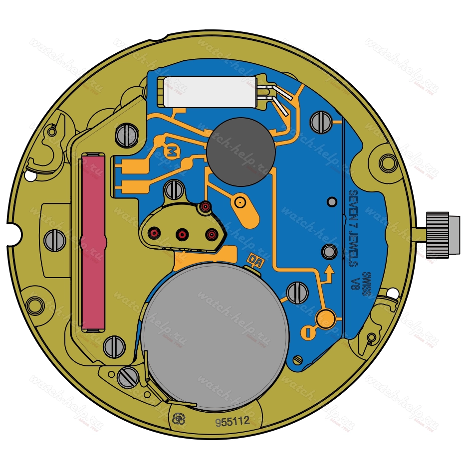 Картинка ETA 955.112 Quartz normflatline - механизм для часов кварцевый 11 ½, Швейцария