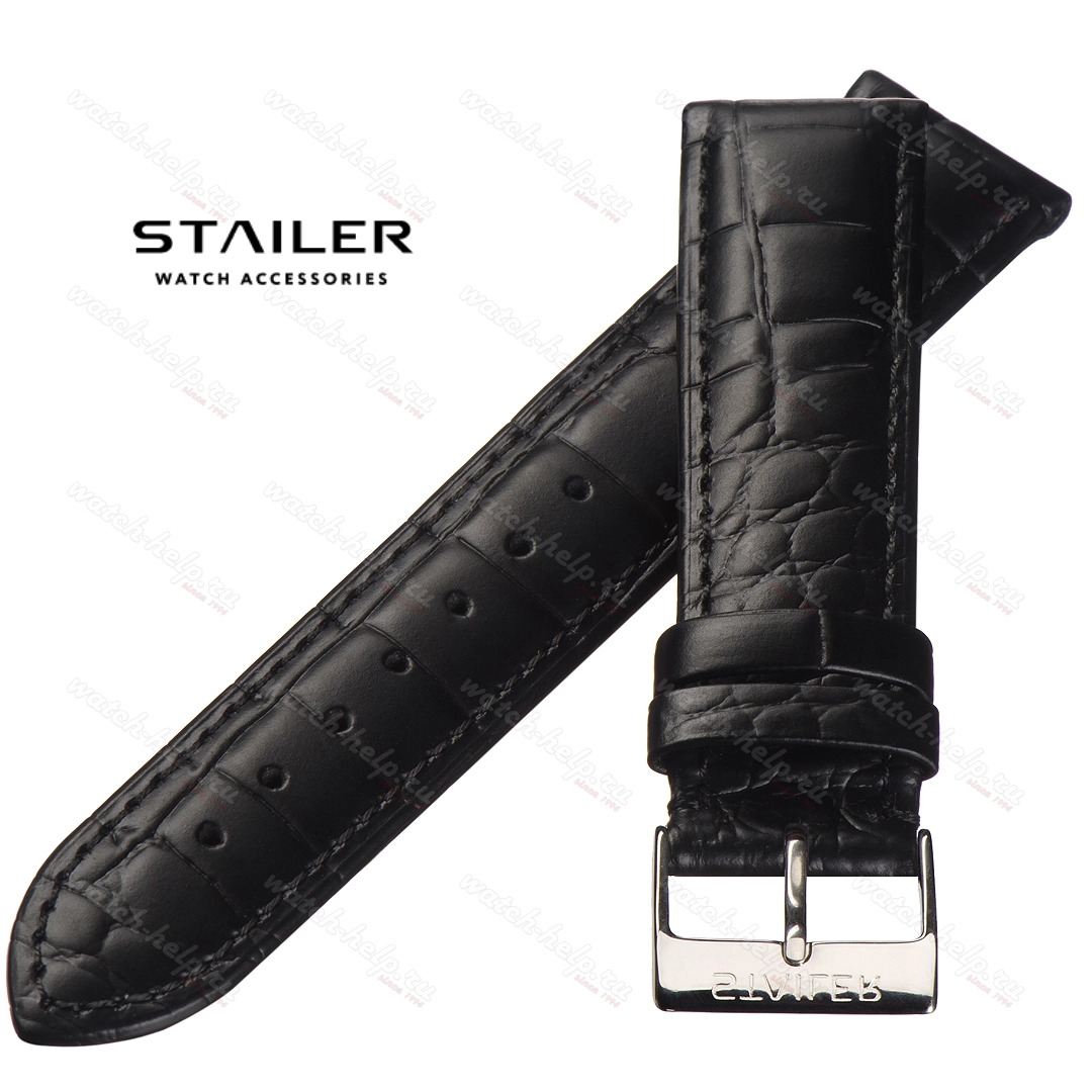 Картинка Stailer 2071 Original - ремешок для часов чёрный, кожа, аллигатор, Германия