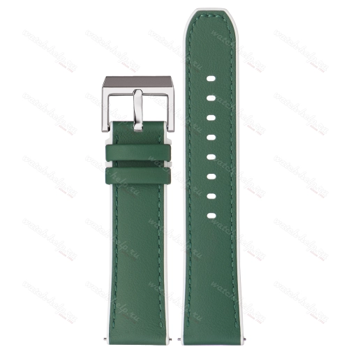 Картинка Stailer Premium 7318 Max endurance classic dani leather - ремешок для часов зелёный/белый, анилиновая кожа от dani (италия), гладкий, Германия