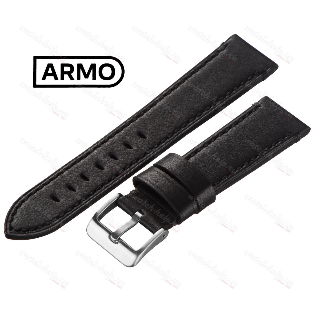 Картинка ARMO 4701 - ремешок для часов чёрный, кожа, гладкий
