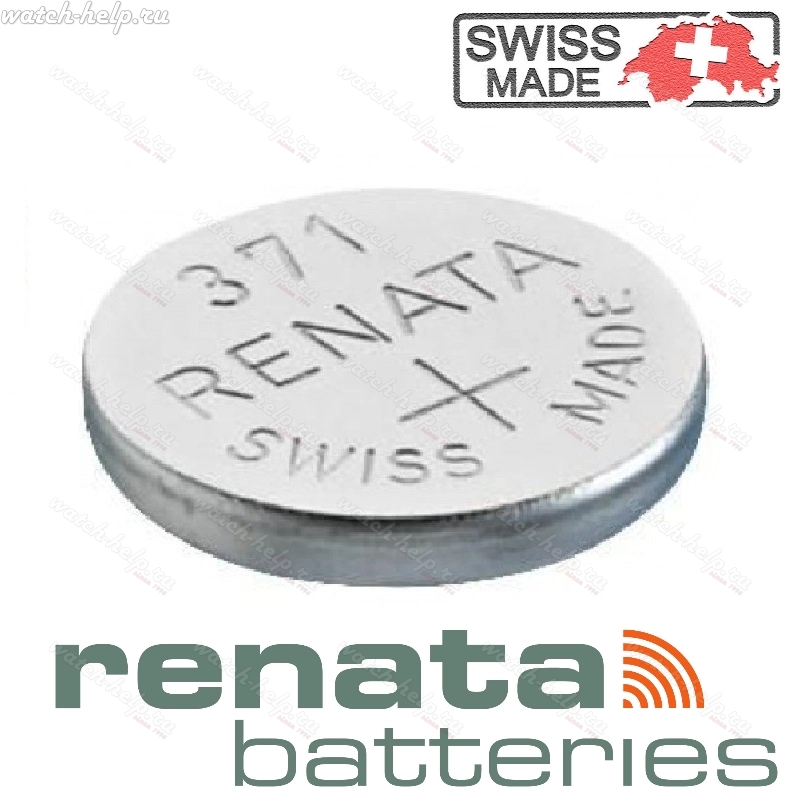 Картинка Renata 371 - батарейка, 2 мм x 9.5 мм 1.55 v 35 mah, Швейцария