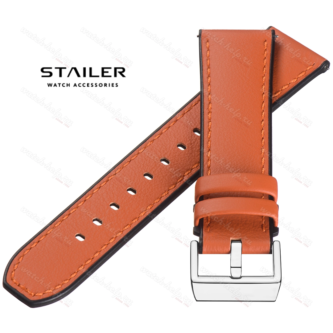Картинка Stailer Premium 7315 Max endurance classic dani leather - ремешок для часов оранжевый/чёрный, анилиновая кожа от dani (италия), гладкий, Германия