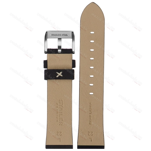 Картинка Stailer Premium 5731 Alaska - ремешок для часов чёрный, итальянская кожа растительного дубления, замша, Германия