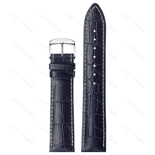Картинка Stailer Premium 3257B Chrono - ремешок для часов тёмно-синий, итальянская кожа растительного дубления, аллигатор, Германия