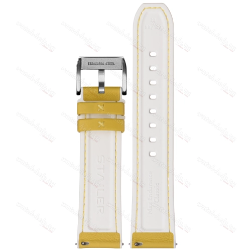 Картинка Stailer Premium 7309 Max endurance classic dani leather - ремешок для часов жёлтый/белый, анилиновая кожа от dani (италия), гладкий, Германия