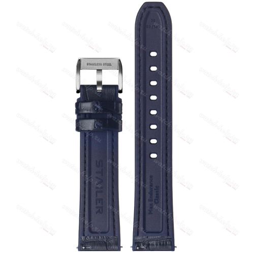 Картинка Stailer Premium 6197 Max endurance classic - ремешок для часов синий, итальянская кожа растительного дубления, аллигатор, Германия
