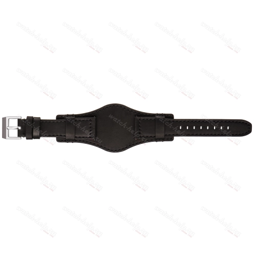 Картинка Stailer Premium 6441P Aviator pad - ремешок для часов чёрный, премиальная кожа full grain растительного дубления, гладкий, Германия