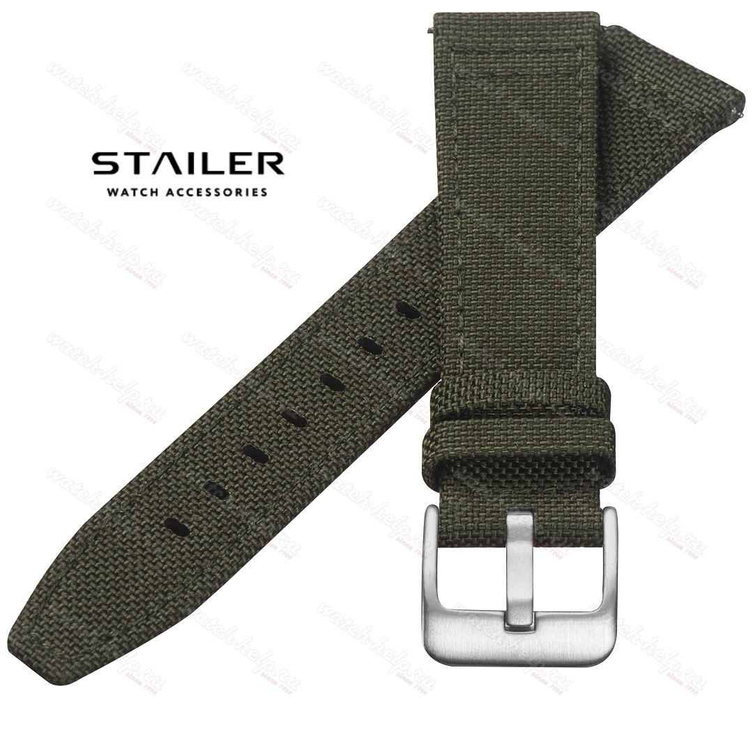 Картинка Stailer Premium 7408 Cordura fabric - ремешок для часов хаки/чёрный, кордура, кордура, Германия