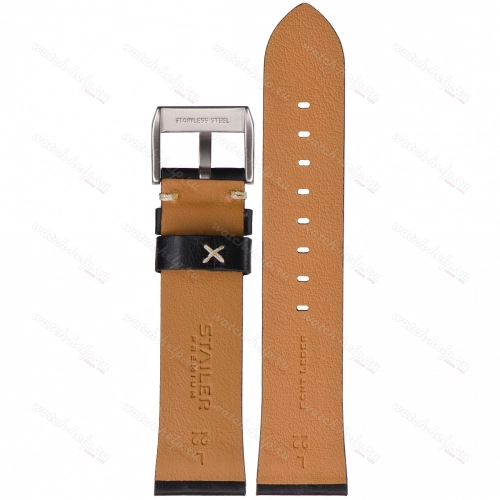 Картинка Stailer Premium 5961 Select - ремешок для часов чёрный, премиальная кожа full grain растительного дубления, гладкий, Германия