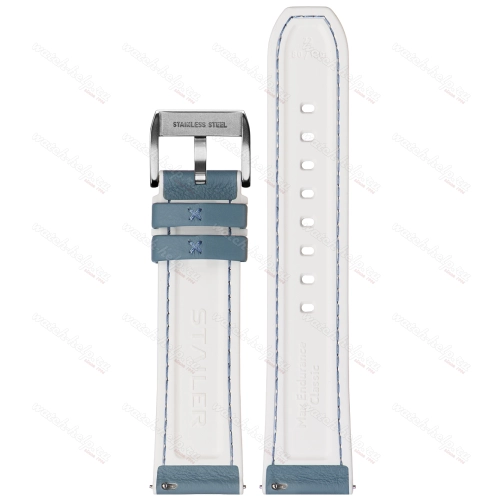 Картинка Stailer Premium 7337 Max endurance classic dani leather - ремешок для часов голубой/белый, анилиновая кожа от dani (италия), гладкий, Германия