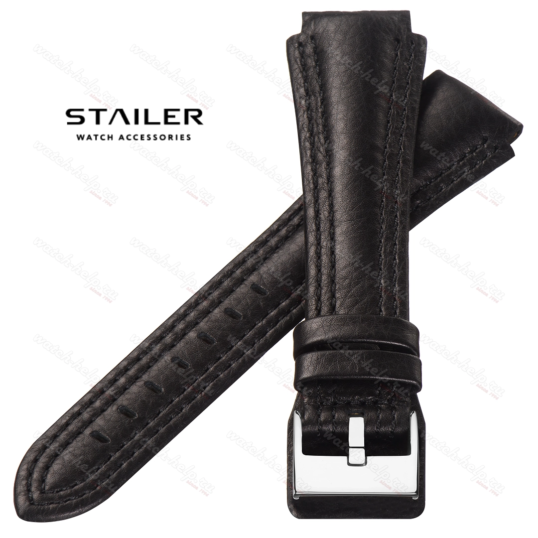 Картинка Stailer Premium 5141 Navigator - ремешок для часов чёрный, итальянская кожа растительного дубления, гладкий, Германия