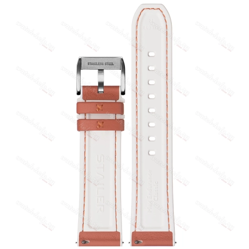 Картинка Stailer Premium 7326 Max endurance classic dani leather - ремешок для часов коралловый/белый, анилиновая кожа от dani (италия), гладкий, Германия